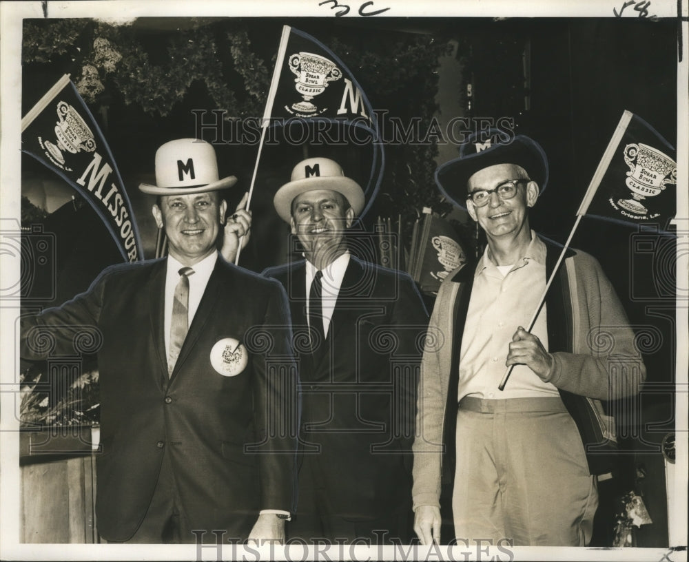 1966 Sugar Bowl-This trio from Missouri display hat and pennants. - Historic Images