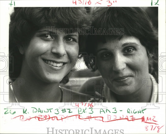 1986 Paula Richard and Darla Vail,  employed by A & R Painting. - Historic Images
