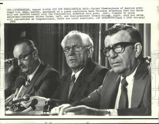 1972 Press Photo United Steelworkers Union of America president I.W. Abel - Historic Images