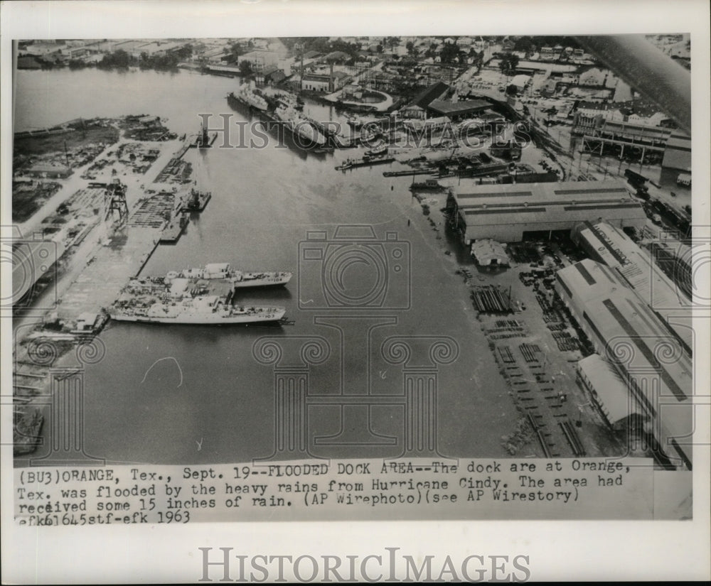 1963 Hurricane Cindy-Docks at Orange, Texas flooded by heavy rains. - Historic Images