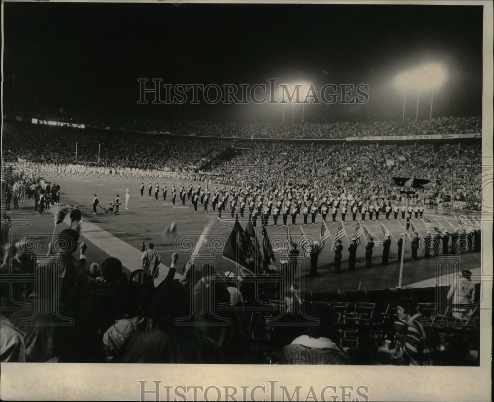 1974 Press Photo Sugar Bowl - End Zone Corner View of Band on Field at Halftime - Historic Images