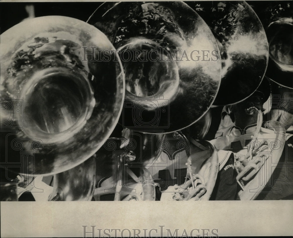 1974 Press Photo Sugar Bowl - Four Tuba Players Performing at Halftime - Historic Images