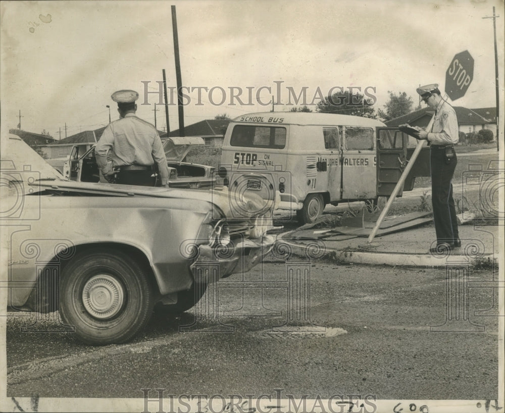 1966 Accidents- Scene of fatal auto-compact bus crash in Lakeview. - Historic Images
