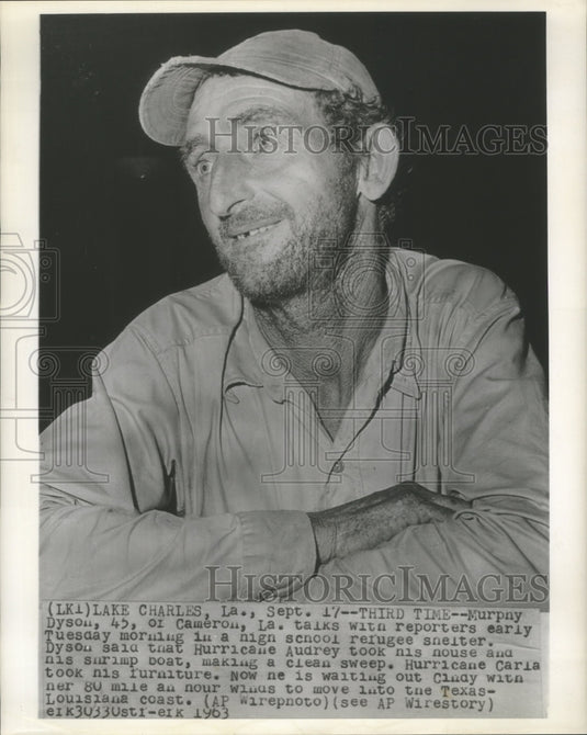 1963 Press Photo Hurricane Audrey- Murphy Dyson, 45 of Cameron LA. - Historic Images