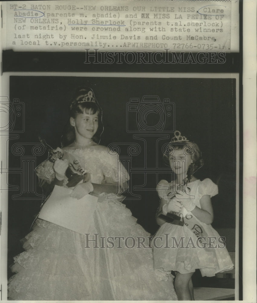 1966 New Orleans Little MIss Clare Abadie &amp; Holly Sherlock - Historic Images