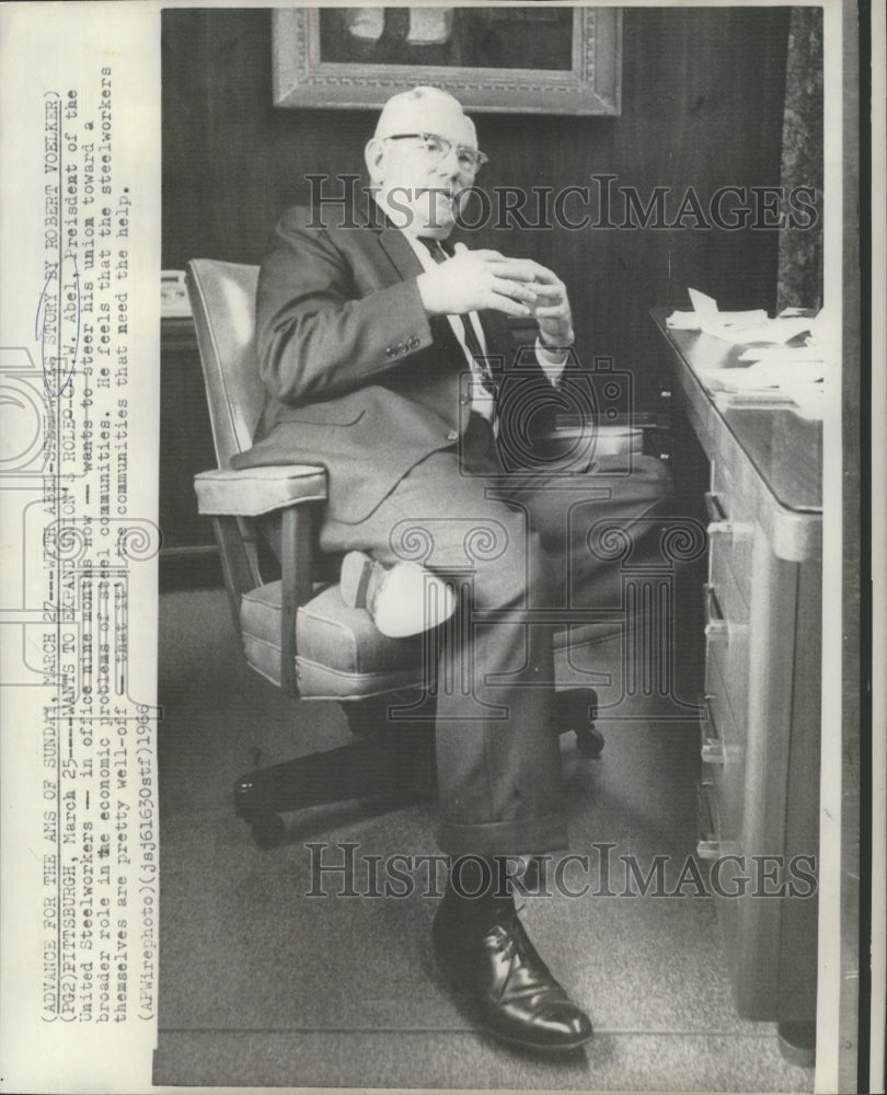 1966 I.W. Abel, president of the United Steelworkers. - Historic Images