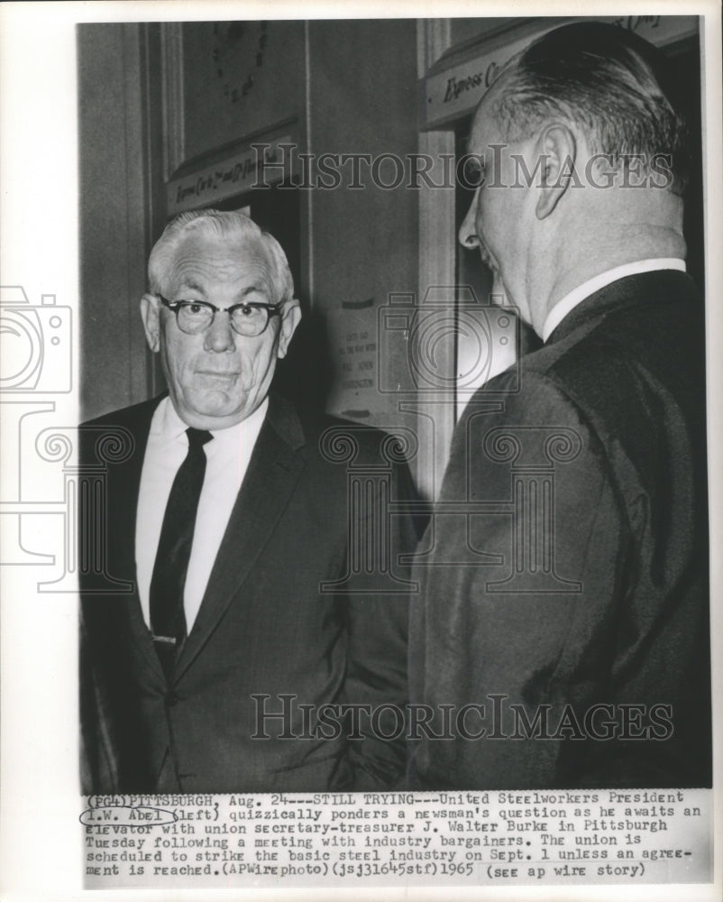 1965 United Steelworkers President I.W. Abel ponders question. - Historic Images