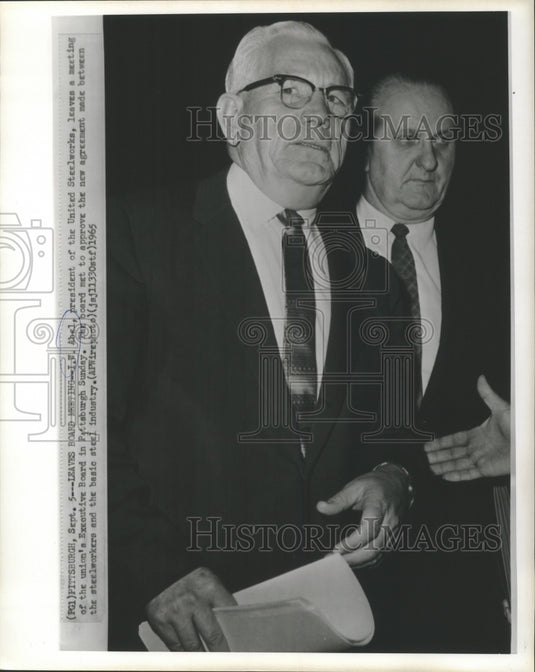 1965 I.W. Abel, President of the United Steelworkers leaves meeting. - Historic Images