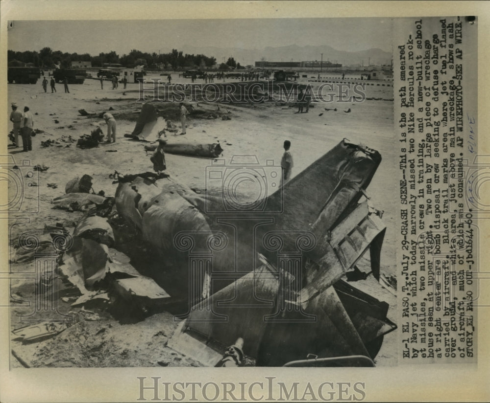 1960 Wreckage of Navy jet in El Paso Texas - Historic Images