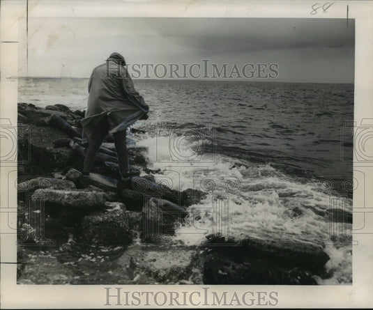 1958 Hurricane Ella-Gusts from Ella's fringes stirred lake. - Historic Images