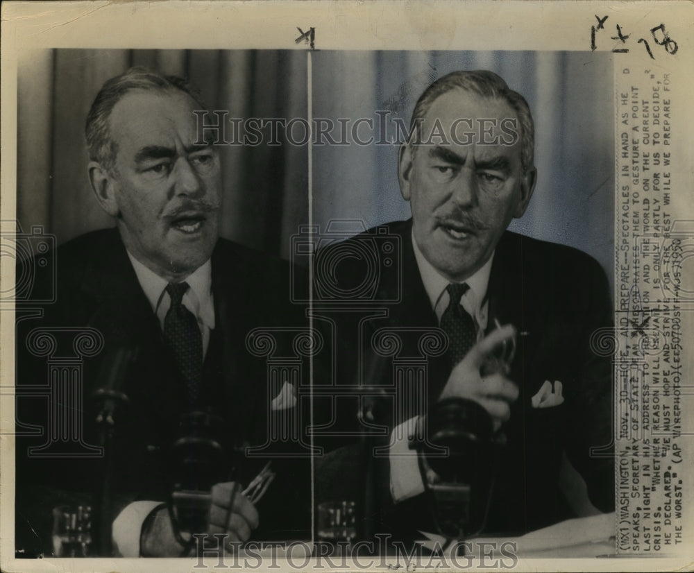 1950 Secretary of State Dean Acheson addresses the nation. - Historic Images