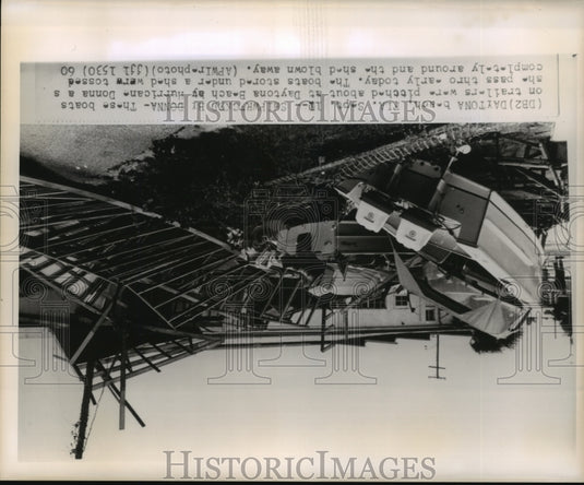 1960 Press Photo Hurricane Donna- These boats on trailers were pitched around. - Historic Images