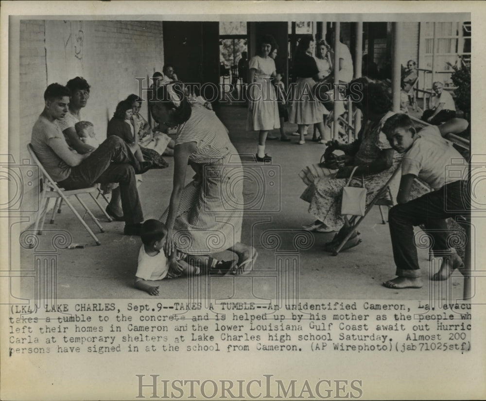 1961 Hurricane Carla - Evacuees at Lake Charles High School. - Historic Images