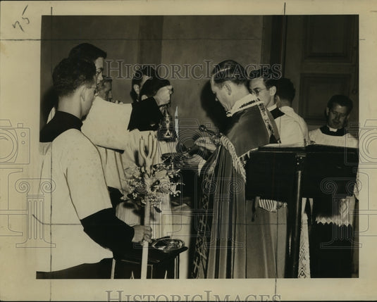 1945 St Louis Cathedral-Rev Charles Burns, Rites of Holy Saturday - Historic Images