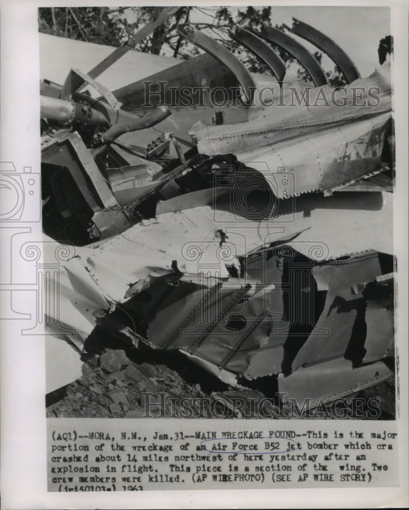 1963 Wreckage of an Air Force B52 jet bomber crash - Historic Images