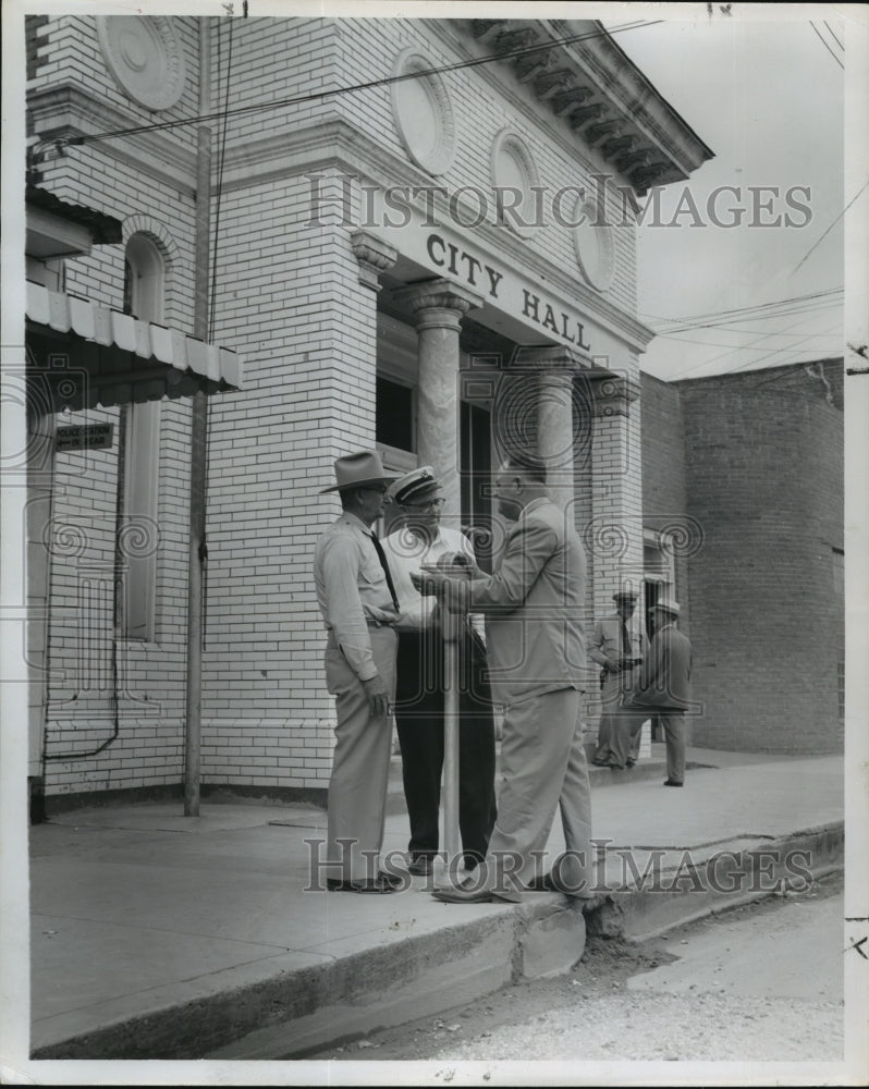 1956 Police chief Nelson O. Hollier, Fire Chief A.L. Lane. - Historic Images