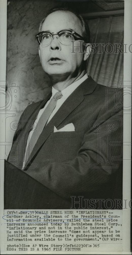 1965 Gardner Ackley at speaker's podium - Historic Images