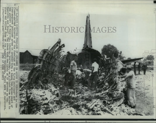 1967 Wreckage of the Varig Airlines jet which crashed into a house - Historic Images