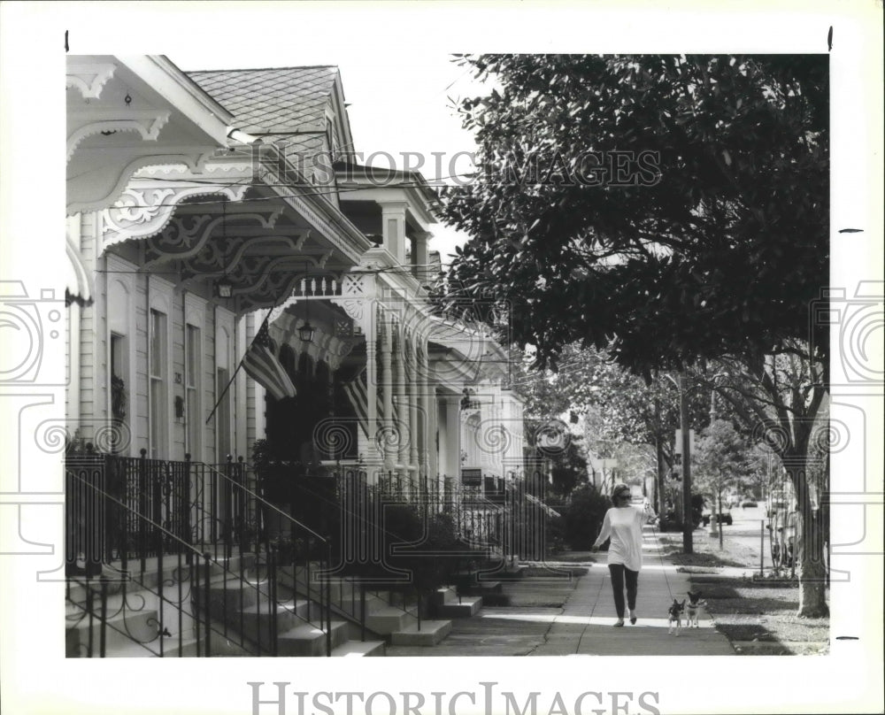 1992 Deborah Van Calsem Walking Her Dogs in Algiers Point - Historic Images