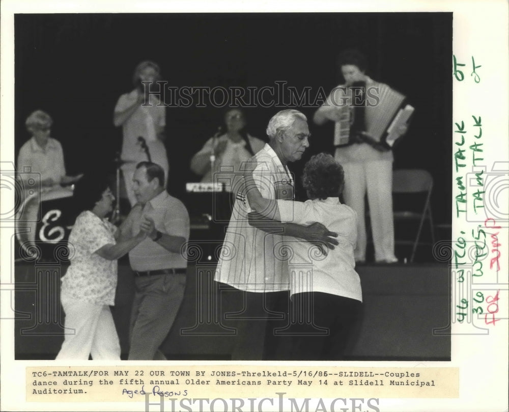 1986 Aged - Couples dance at fifth annual Older Americans party. - Historic Images