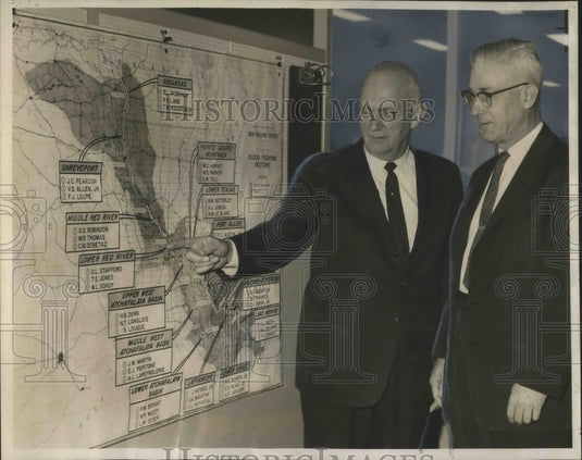 1964 J.W. Adams and Walter S. Mask view map of Louisiana rivers - Historic Images