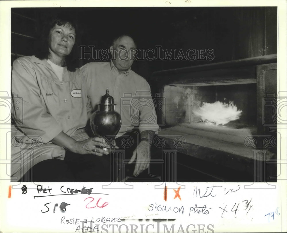 1988 Mr. and Mrs. Lorenz, Operators of a pet Crematory Service - Historic Images