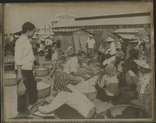 1966 Bob Traister Shopping in New Market in Cao Lanh Built With AID - Historic Images