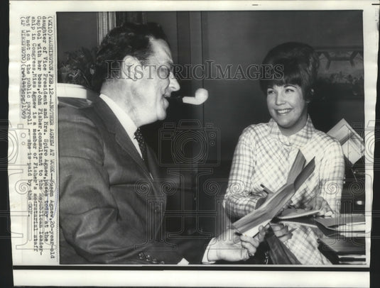 1969 Vice President's daughter Susan Agnew with her boss John Fisher - Historic Images