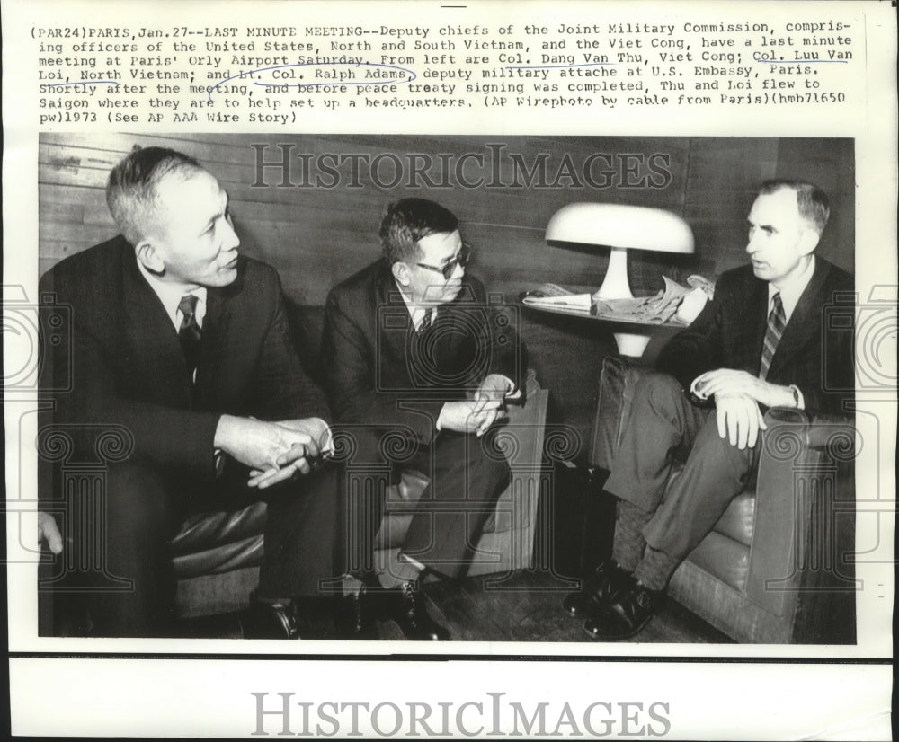 1973 Press Photo Joint Military Commission Meeting with Lt. Col. Ralph Adams - Historic Images