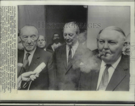 1966 Konrad Adenauer & Ludwig Erhard, Old & New Germany Chancellors - Historic Images