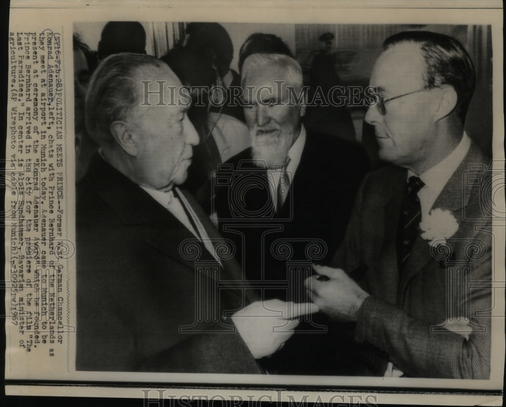 1967 Konrad Adenauer, Prince Bernhard &amp; Alois Hundhammer at Meeting - Historic Images