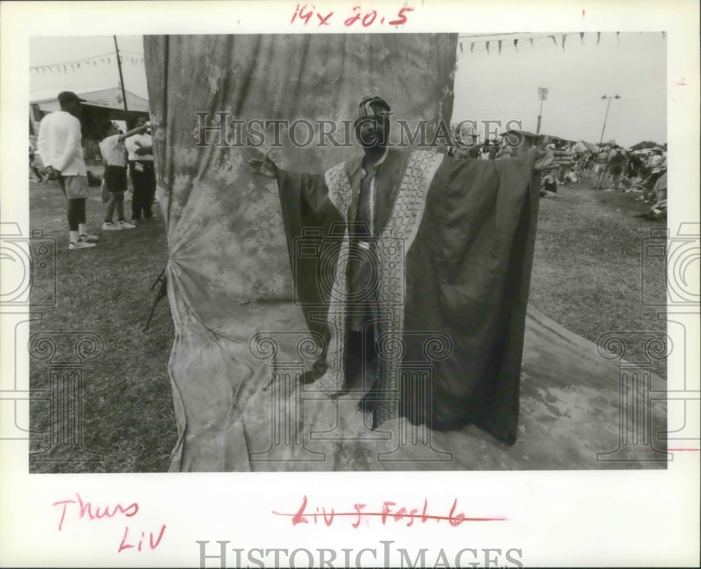 1994 &quot;Adedji&quot; displays some of his designs from Afrika collection. - Historic Images