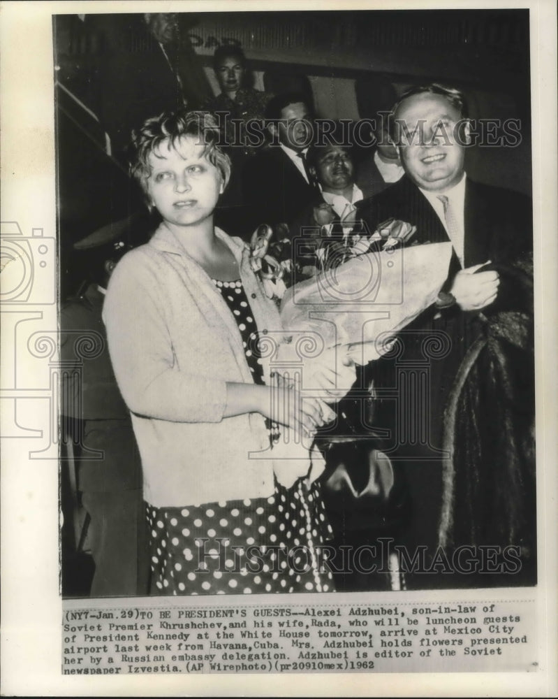 1963 Press Photo Alexi Adzhubel, son in law of Nikita Khrushev and wife Rada.- Historic Images