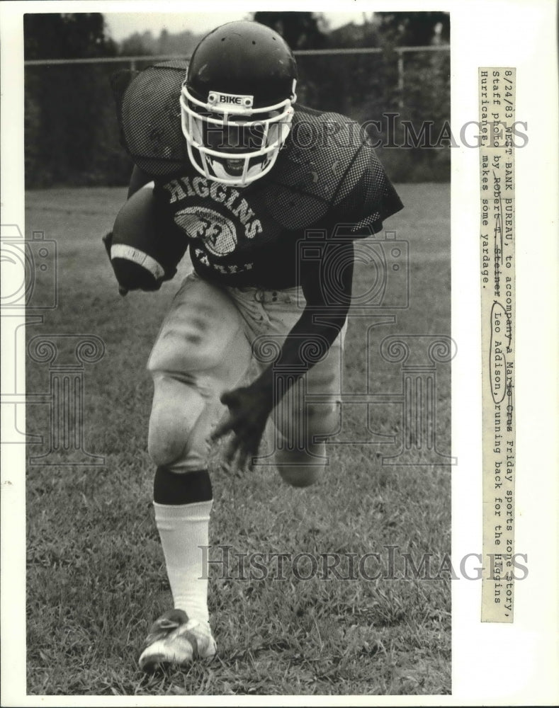 1983 Press Photo Leo Addison, running back for the Higgins Hurricanes. - Historic Images