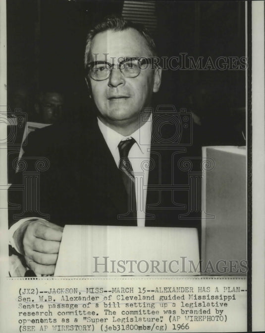 1966 Press Photo Sen. W.B., Alexander of Cleveland . - noa09866 - Historic Images