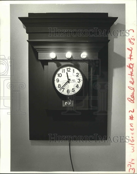 1984 Press Photo Exhibit includes Morris Adjmi's wall clock design. - noa09966 - Historic Images