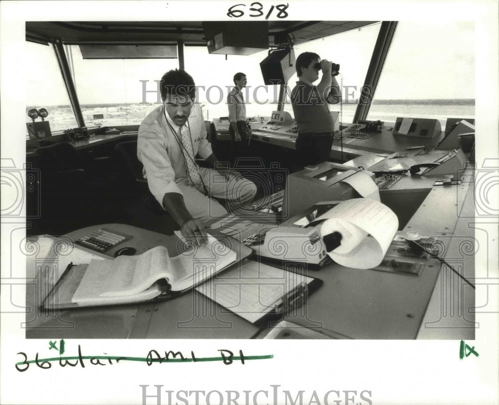 1986 Press Photo Aviation- Les Lesniak, David Baldwin and Jim Allerdice - Historic Images