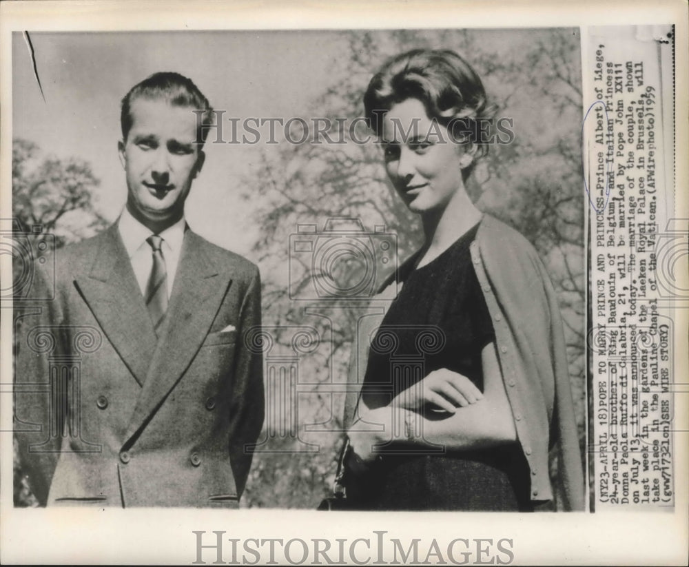 1959 Prince Albert of Liege &amp; Princess Paola at Laeken Royal Palace - Historic Images