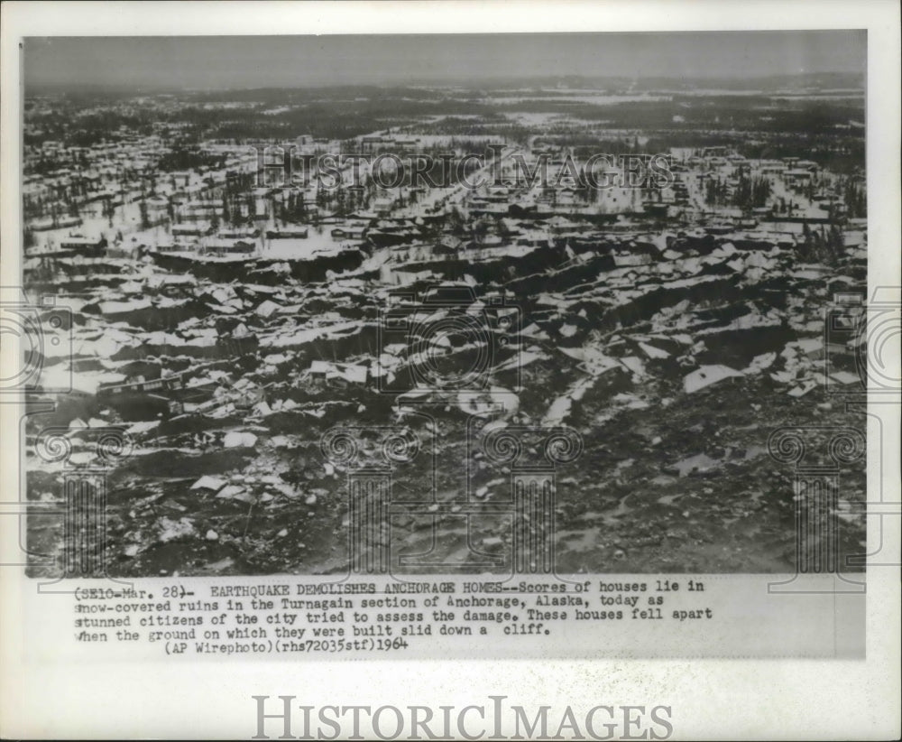 1964 Press Photo View of ruins in Turnagain section of Anchorage, Alaska.- Historic Images