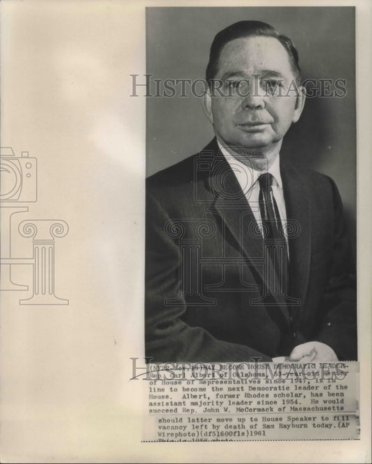 1961 Press Photo Politics, Washington D.C Carl Albert to succeed Rep McCormack - Historic Images
