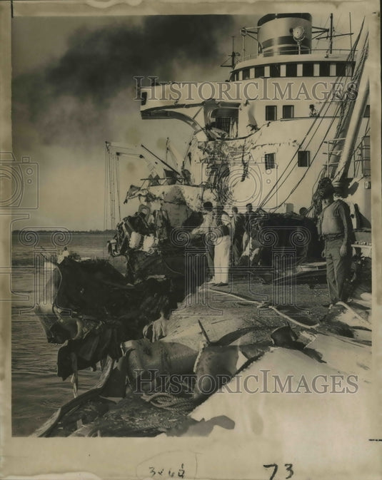 1960 Accidents - View of wreckage from deck of vessel. - Historic Images