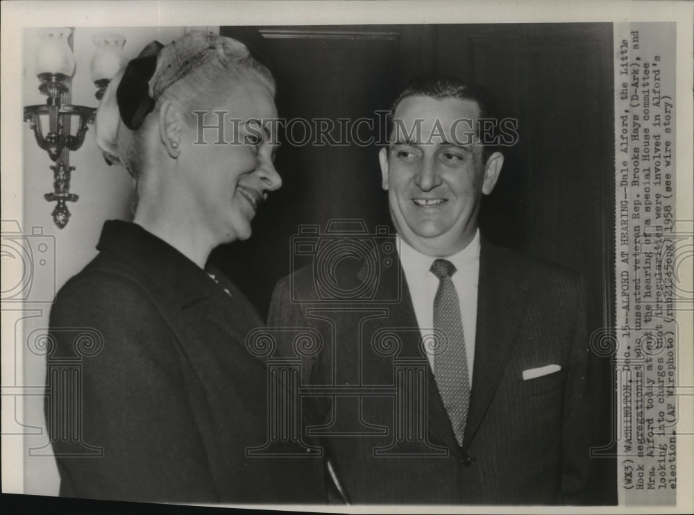 1958 Dale Alford and his wife at special House committee meeting ...