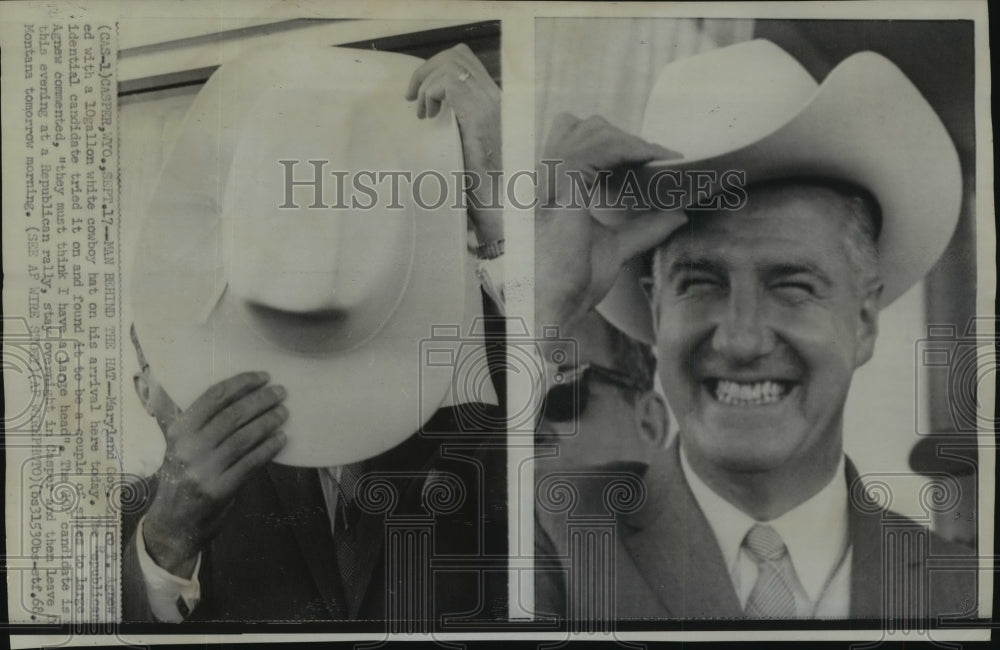 1968 Press Photo Maryland Gov. Spiro T. Agnew arrives in Casper, Wyoming. - Historic Images