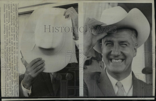 1968 Press Photo Maryland Gov. Spiro T. Agnew arrives in Casper, Wyoming. - Historic Images