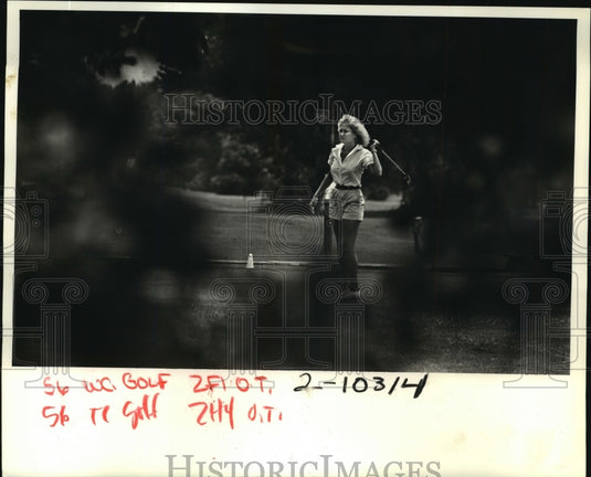 1985 Press Photo Golf-Kathy Johnson during Algier's Jaycees Golf Tournament.- Historic Images