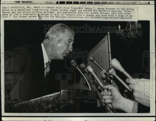 1971 Press Photo Vice President Spiro Agnew at a Republican fund-raising dinner. - Historic Images