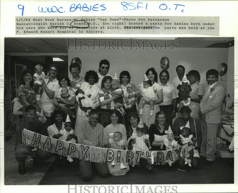 1984 Press Photo Dr. Harish Anand Hosts Party for Premature Babies in Algiers - Historic Images