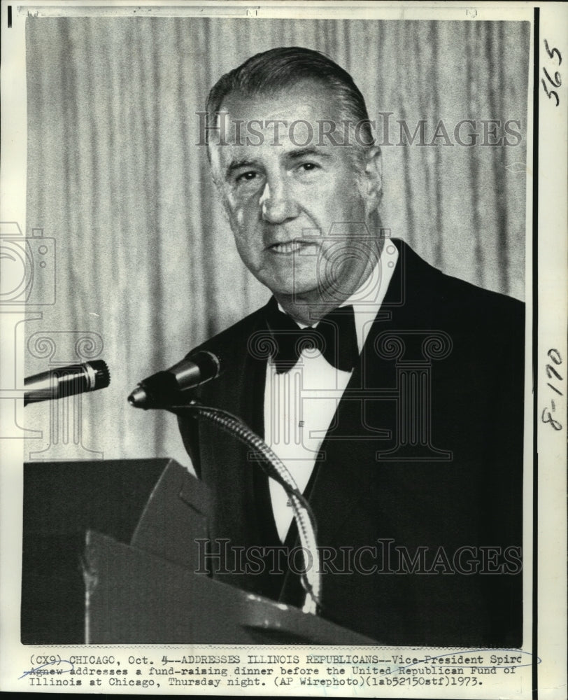 1973 Press Photo Vice President Spiro T. Agnew addresses fund raising dinner. - Historic Images