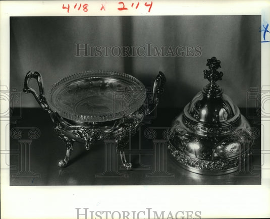 Butter Cooler, Silverplate & Pressed Glass circa 1876-Historic Images