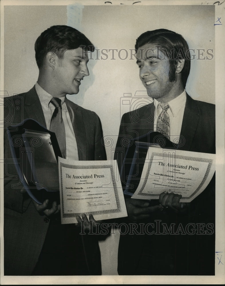 1971 Press Photo Brent Manley and Ed Anderson recipient of Frank Allen award - Historic Images